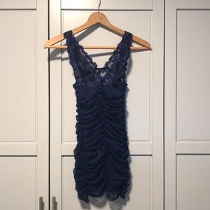 Royal blue teddy and g string